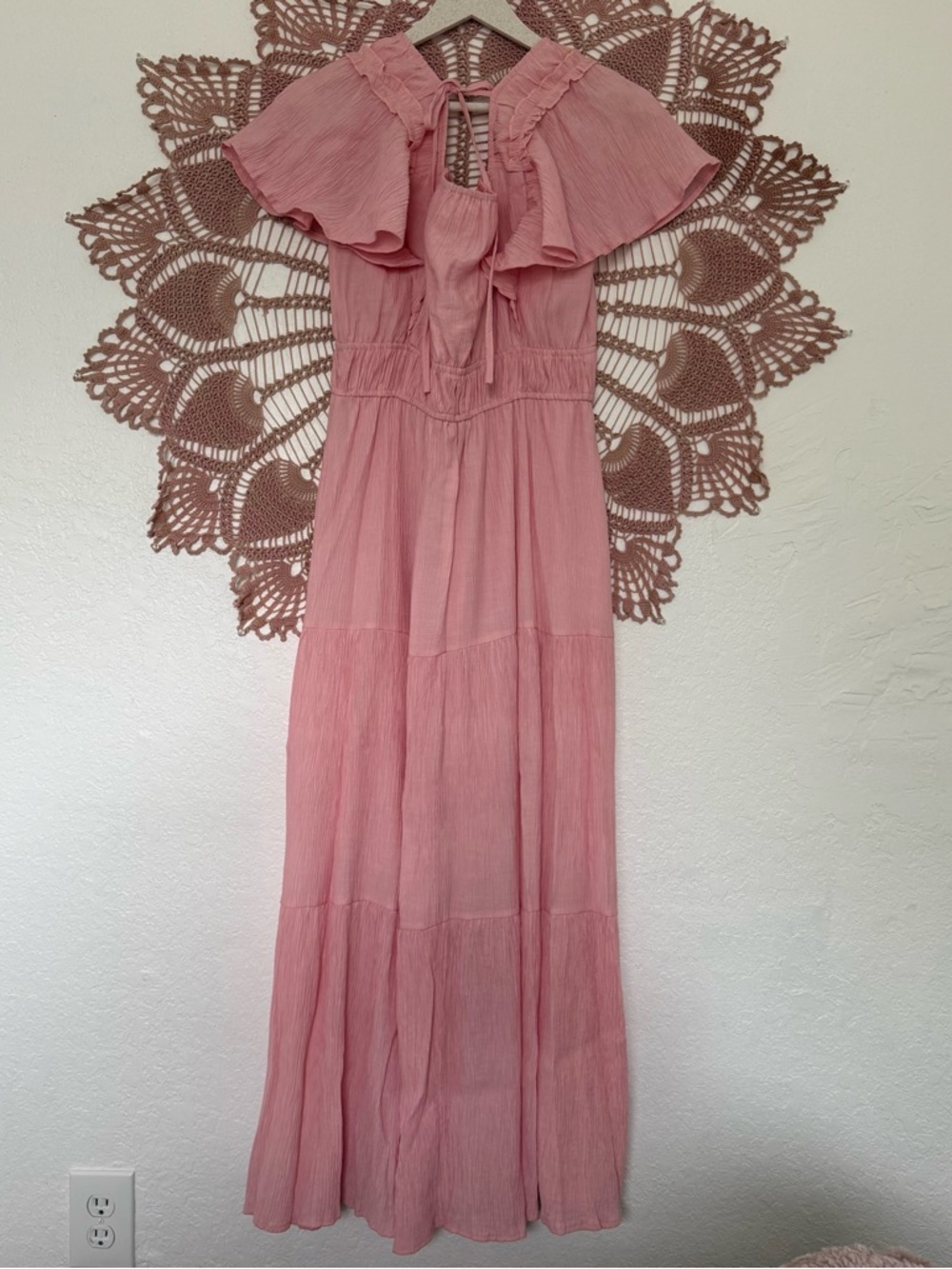 &merci Pink Ruffle V-Neck Maxi Dress - Picture 2 of 8